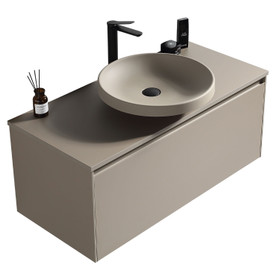 Moda Wall Vanity with Countertop and Vessel Basin 1000mm - Matte Grey
