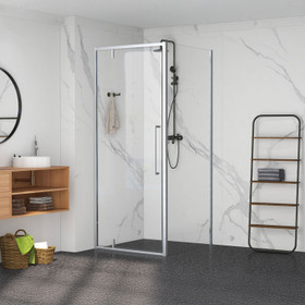 Semi-Framed 900mm Chrome Shower Door Kit Only - Square