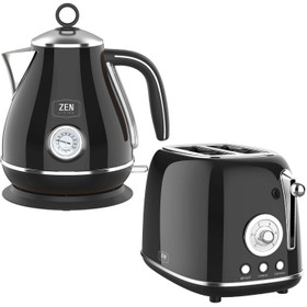 Retro Kettle and Toaster Combo - Black