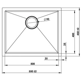 Rayon15 Sink Insert Stainless Steel - 550mm