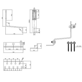 Concrete Tile Bracket with Rail Clamp Click System 125mm - Chrome