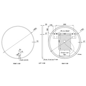 LED Mirror Black Framed 800mm - Round 