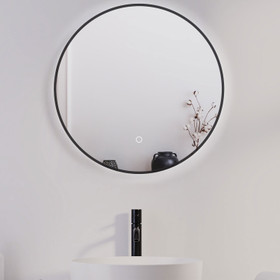 LED Mirror Black Framed 800mm - Round 