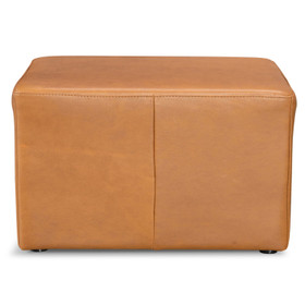 Rectangle Tan Leather Ottoman