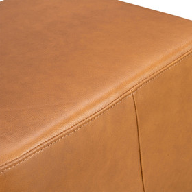 Rectangle Tan Leather Ottoman