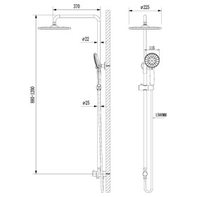 Element Rain Slide Shower Set Round - Brushed Brass