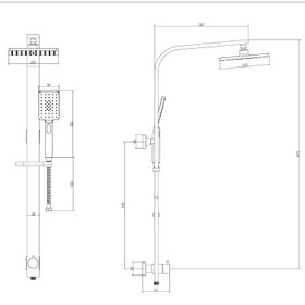 Element Rain Slide Shower Set Square - Brushed Gunmetal
