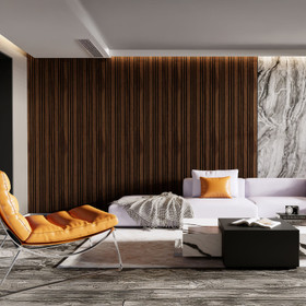 Acoustic Wide and Narrow Slat Wall Panels 3.24m² Cherry Wood 2x Panels - W 600mm x H 2700mm
