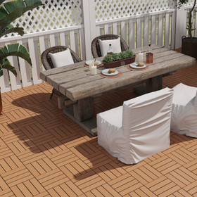 Decking Tiles 0.9m² Cedar Wood 10x Tiles - W 300mm x H 300mm
