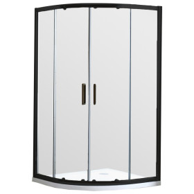 Arco Core Round Shower 1000mm Double Door Black - 60mm Profile Tray