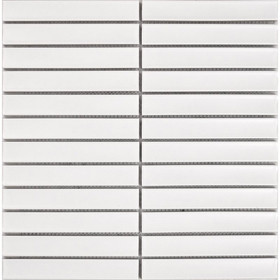 Porcelain Finger Inverted Mosaic Tiles 296 x 300mm - 22mm x 145mm - 24 (2x12) Matte White