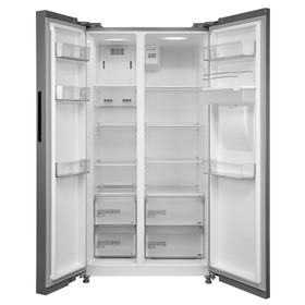 Midea 897mm Side by Side Fridge Freezer 553L Black Stainless Steel 3.5 Star