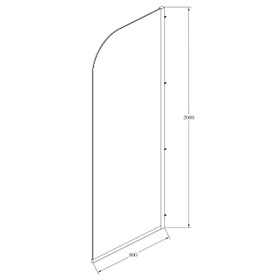 Fluted Curved Shower Screen 800 x 2000mm Matte Black - RHS