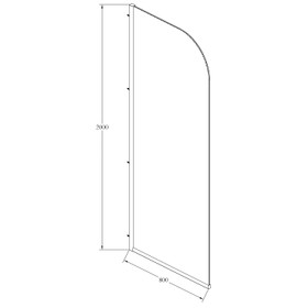 Fluted Curved Shower Screen 800 x 2000mm Brushed Gunmetal - LHS