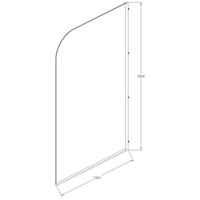 Fluted Curved Shower Screen 1200 x 2000mm Chrome - RHS