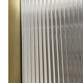 Fluted Curved Shower Screen 1200 x 2000mm Brushed Brass - RHS