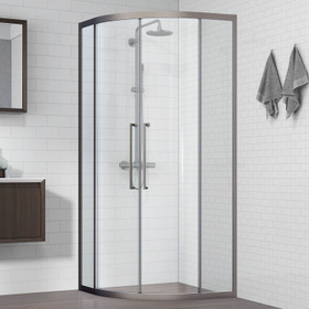 SS Gunmetal 900mm Shower Door Kit Only - Round