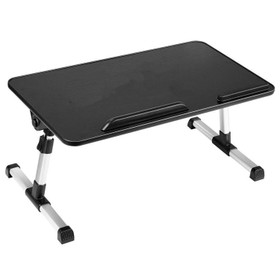 Adjustable Laptop Bed Table with Foldable Legs - Black