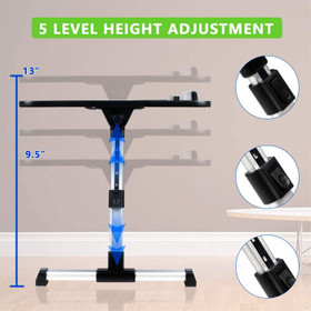 Adjustable Laptop Bed Table with Foldable Legs - Black