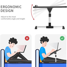 Adjustable Laptop Bed Table with Foldable Legs - Black