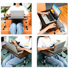 Adjustable Laptop Bed Table with Foldable Legs - Brown