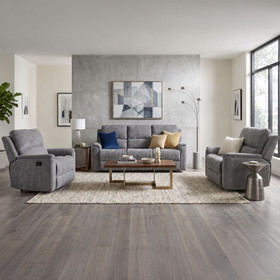 Arthur Recliner Lounge Suite Dark Grey - 3 Seater Sofa + 2 Armchairs