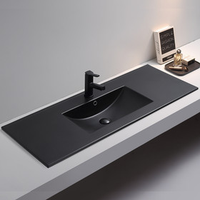 Vogue Novo Wall Vanity Forest Grain with Classic Ceramic Top 900mm Black