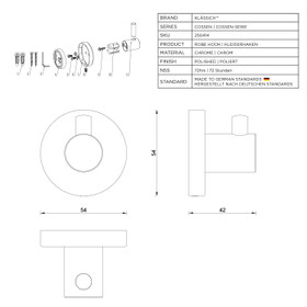 Klässich Cossen Robe Hook Chrome