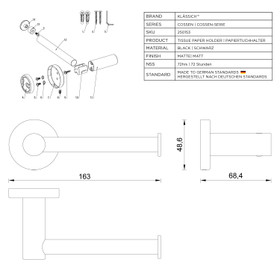 Klässich Cossen Toilet Roll Holder Matte Black