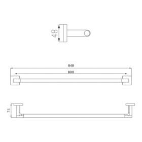 Huayi Vector Towel Bar Chrome 800mm