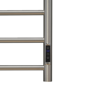 Vogue 8 Bar Heated Towel Rail With Timer Brushed Nickel