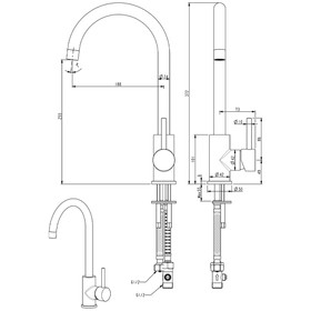 Vogue Linear Kitchen Mixer Brushed Gunmetal