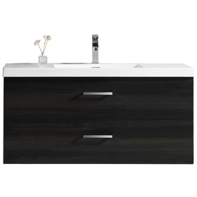 Vogue Novo Wall Vanity Black Woodgrain with Stone Resin Omega Top 1200mm