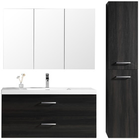 Vogue Novo Wall Vanity Black Woodgrain with Stone Resin Omega Top 1200mm Vogue Novo Wall Vanity Black Woodgrain with Stone Resin Omega Top 1200mm