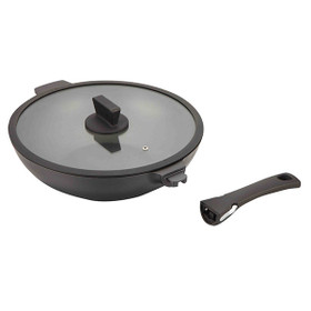 Zen Living - Cast Aluminium Round Wok Frypan with Lid 32cm