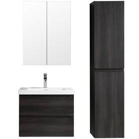 Vogue Soho Wall Vanity 600mm Black Woodgrain with Omega Top