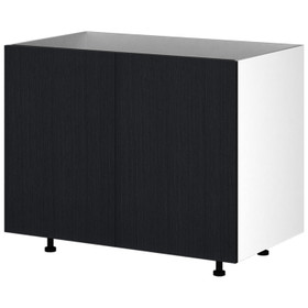 Kitchen Base Cabinet 2 Door 1000mm Flat Pack - Black Woodgrain Kitchen Base Cabinet 2 Door 1000mm Flat Pack - Black Woodgrain