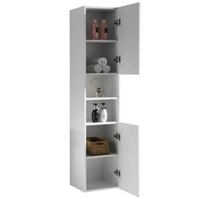 Vogue Fremont Bathroom Wall Side Cabinet 1600mm x 350mm White Lacquer