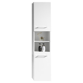 Vogue Fremont Bathroom Wall Side Cabinet 1600mm x 350mm White Lacquer