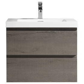 Vogue Soho Wall Vanity Dracula Oak with Omega Top 600mm Vogue Soho Wall Vanity Dracula Oak with Omega Top 600mm