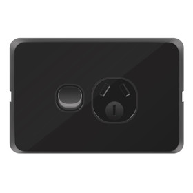 Edge Single Power Point Black 10A - Horizontal