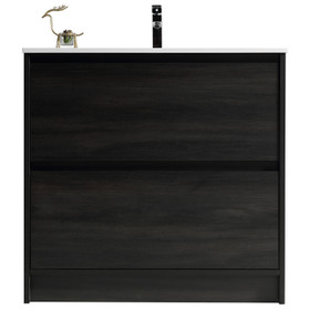 Vogue Zara Floor Vanity Black Woodgrain with Sigma Top 900mm