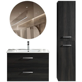 Vogue Bathroom Wall Vanity Combo 750mm Black Woodgrain