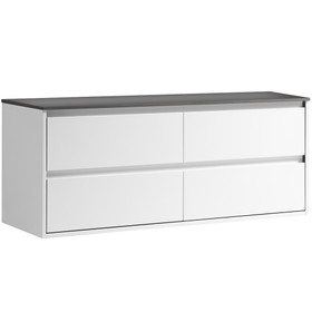 Vogue Hudson Wall Vanity White Gloss with Grey Countertop 1400mm