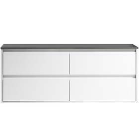 Vogue Hudson Wall Vanity White Gloss with Grey Countertop 1400mm