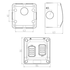Double Outdoor Gang Switch 16A - Weatherproof