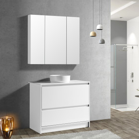 Vogue Zara Short Floor Vanity White with Countertop 1000mm