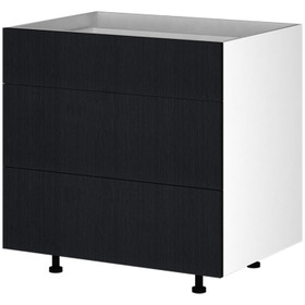 Kitchen Base Cabinet 3 Drawer 800mm Flat Pack - Black Woodgrain Kitchen Base Cabinet 3 Drawer 800mm Flat Pack - Black Woodgrain