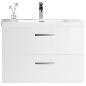 Vogue Novo Wall Vanity White Glossy with Stone Resin Omega Top 750mm