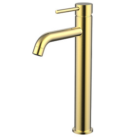 Vogue Linear Tall Basin Mixer Brushed Brass All Pressure